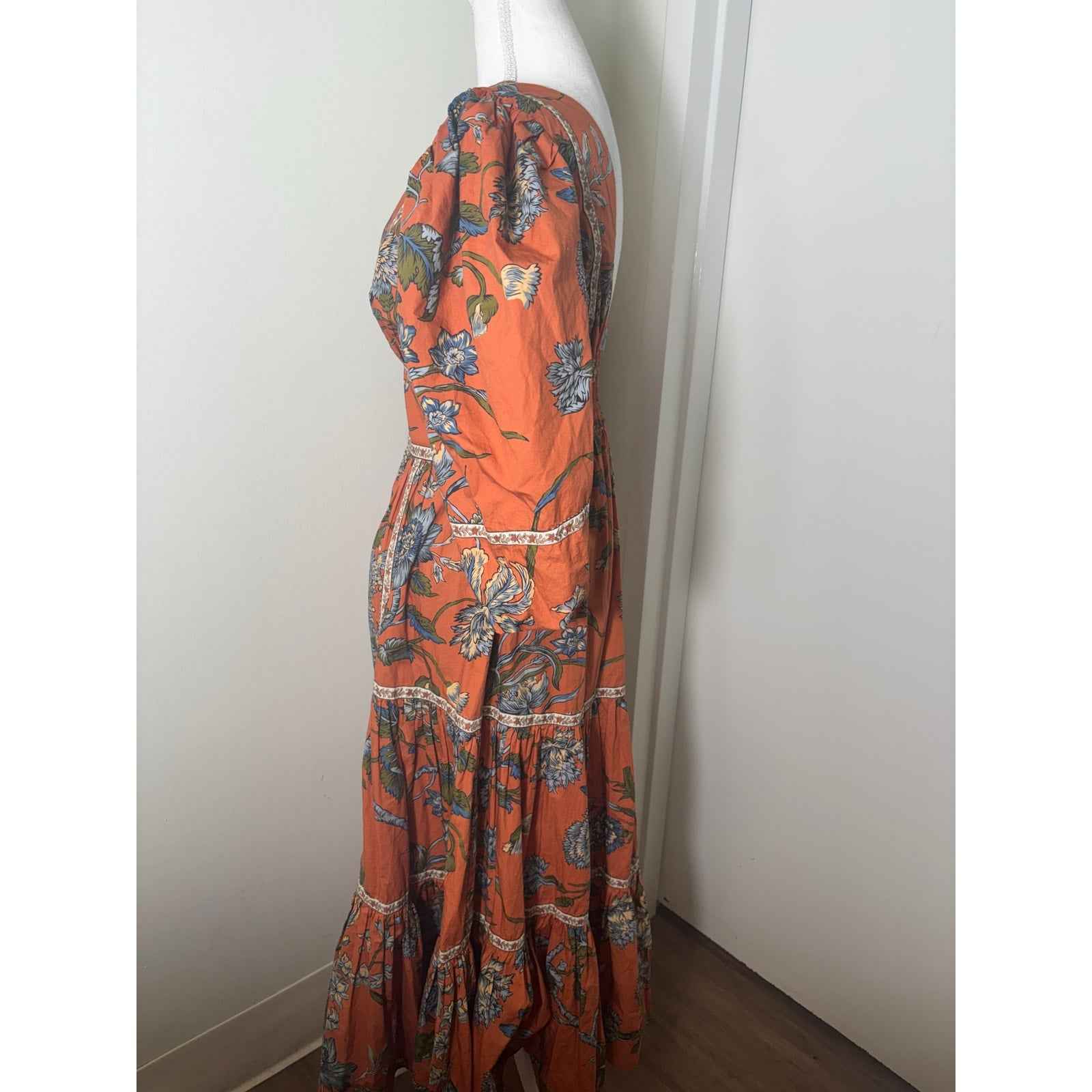 Love the Label Orange Floral Maxi Dress Sz S
