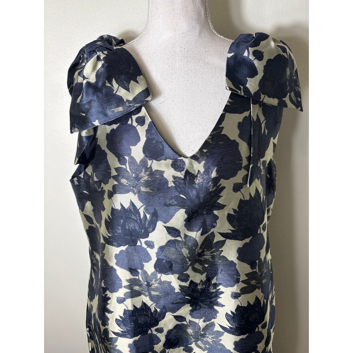 NWT Abbey Glass Black Gold Floral Sleeveless "Meredith Gown" Maxi Dress Sz XL