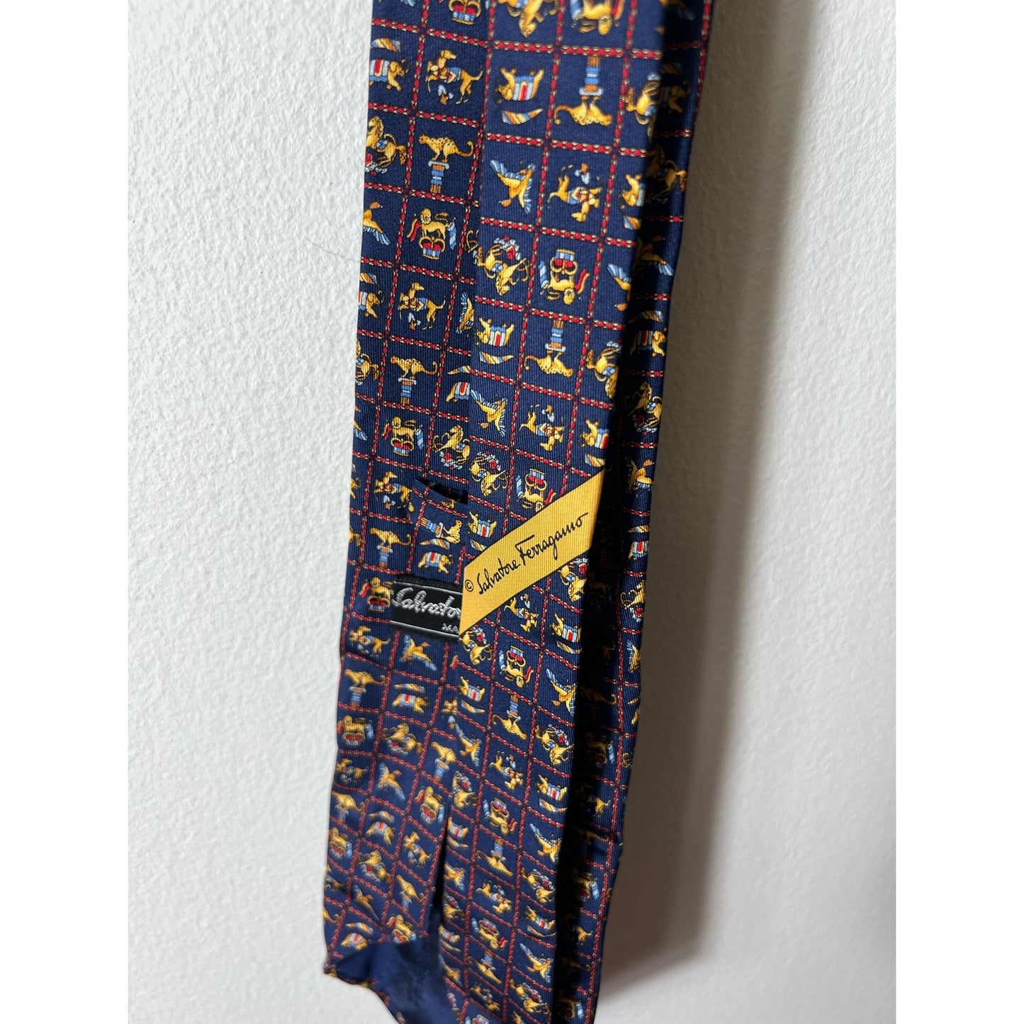 Salvatore Ferragamo Men's Navy Animal Print Tie