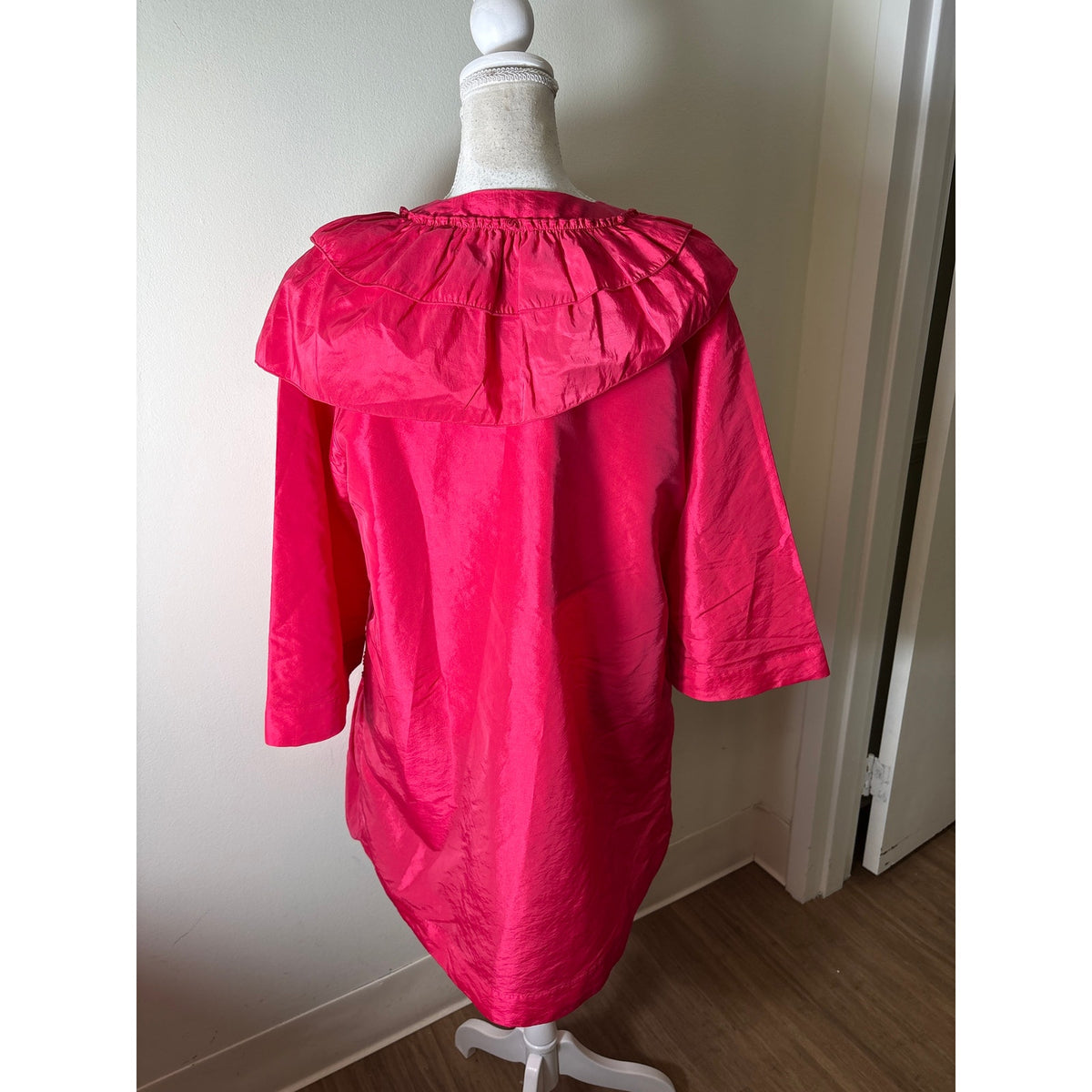Stine Goya Hot Pink Ruffle Shift Dress Sz M