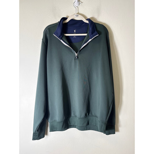 Men's Fairway & Greene Dark Green Long Sleeve Quarter Zip Pullover Sz XL
