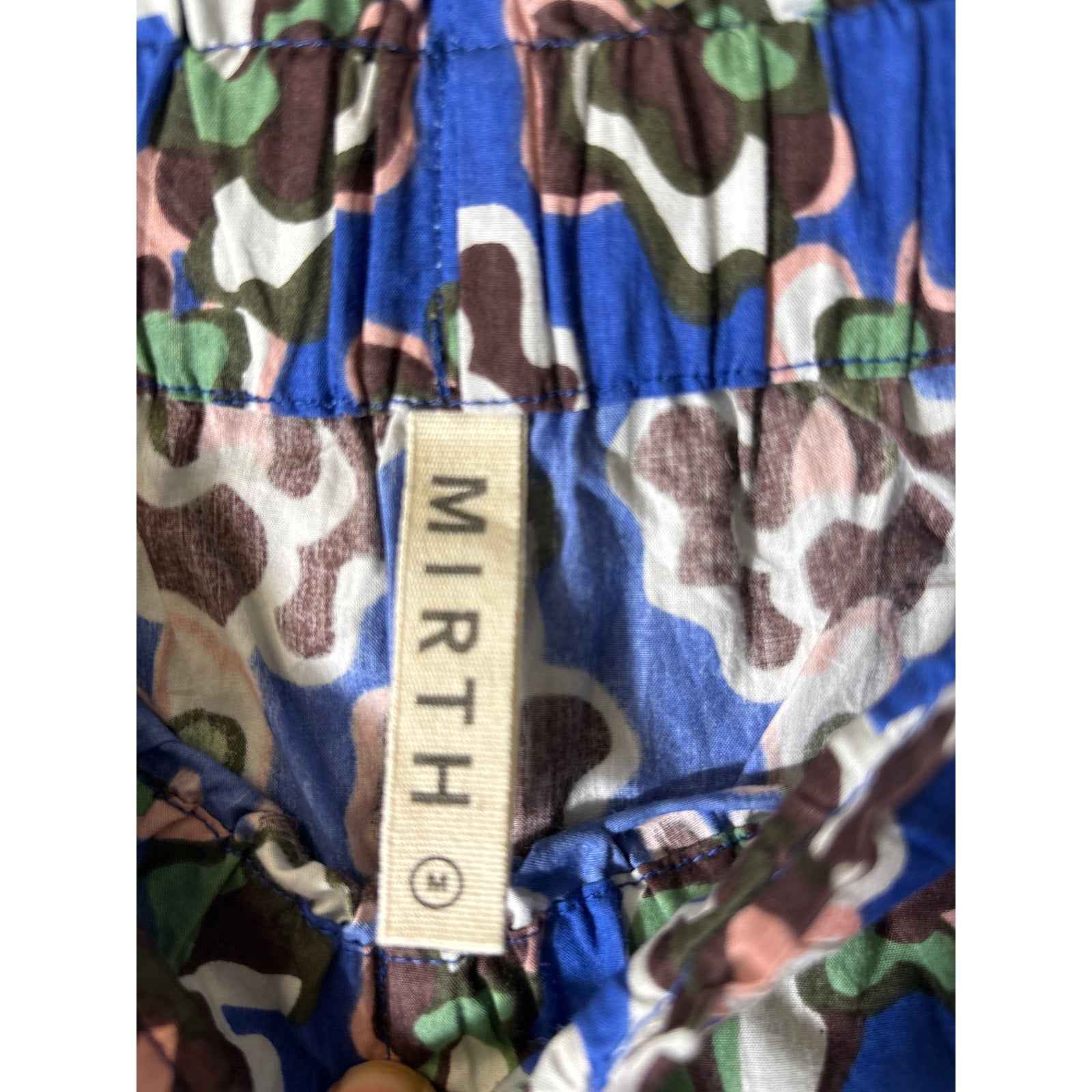 NWT  MIRTH Blue Pull On Wide Leg Cotton Pants Sz M