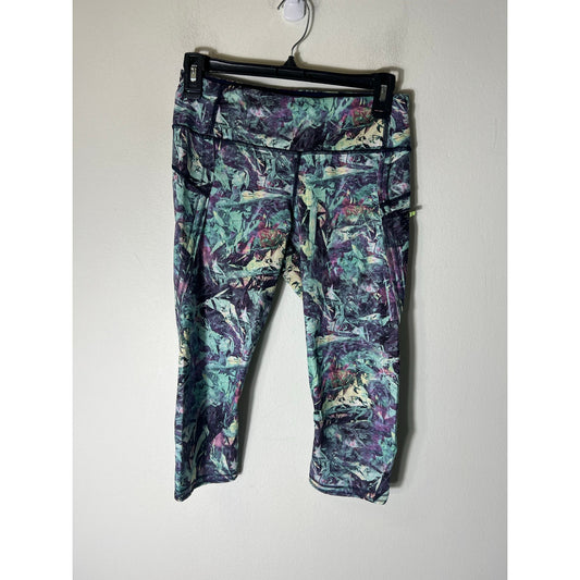 Lululemon Purple Green Print Below the Knee Size 6