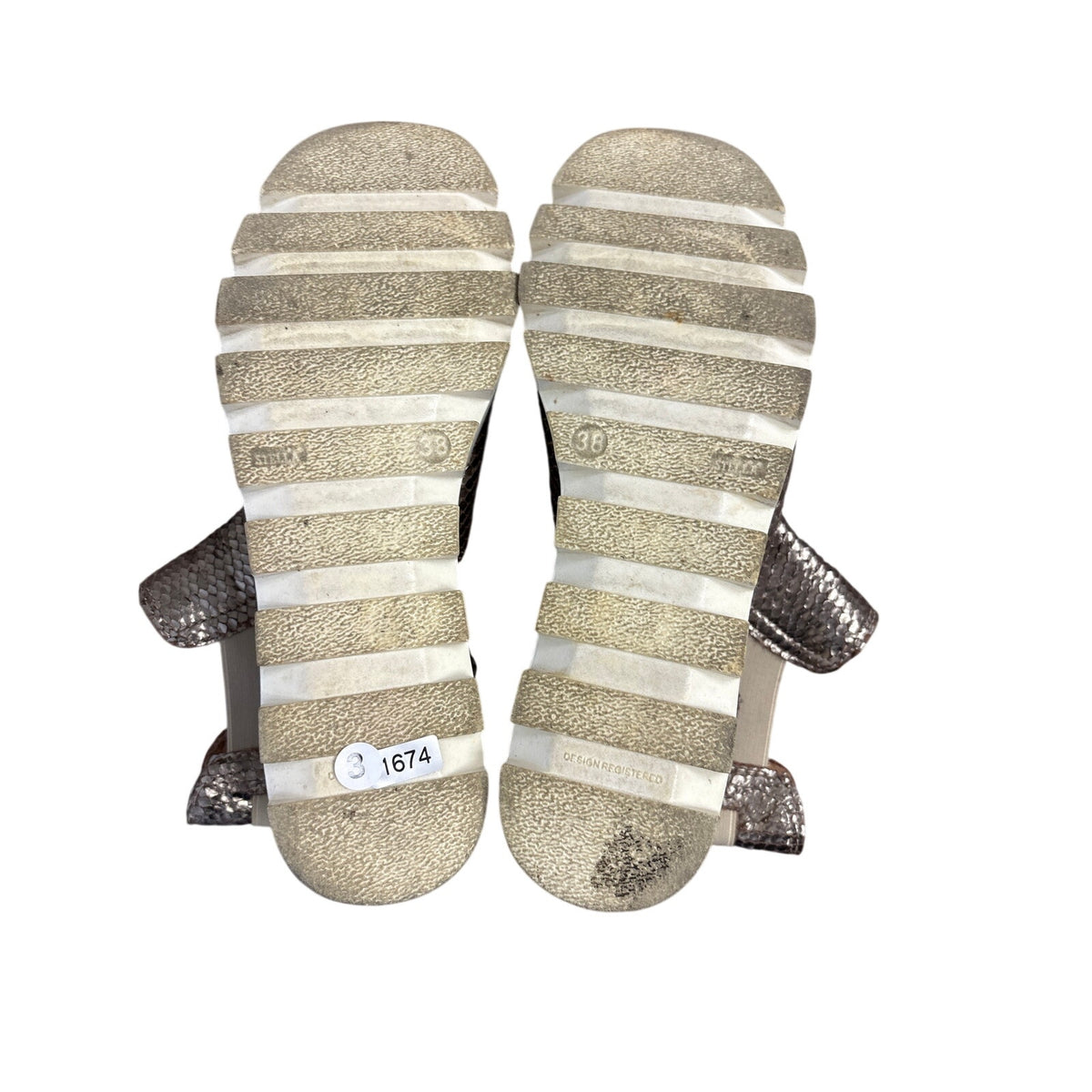 Piampiani Vera Pelle Metallic Snake Skin Sandals Sz 38 (7.5)