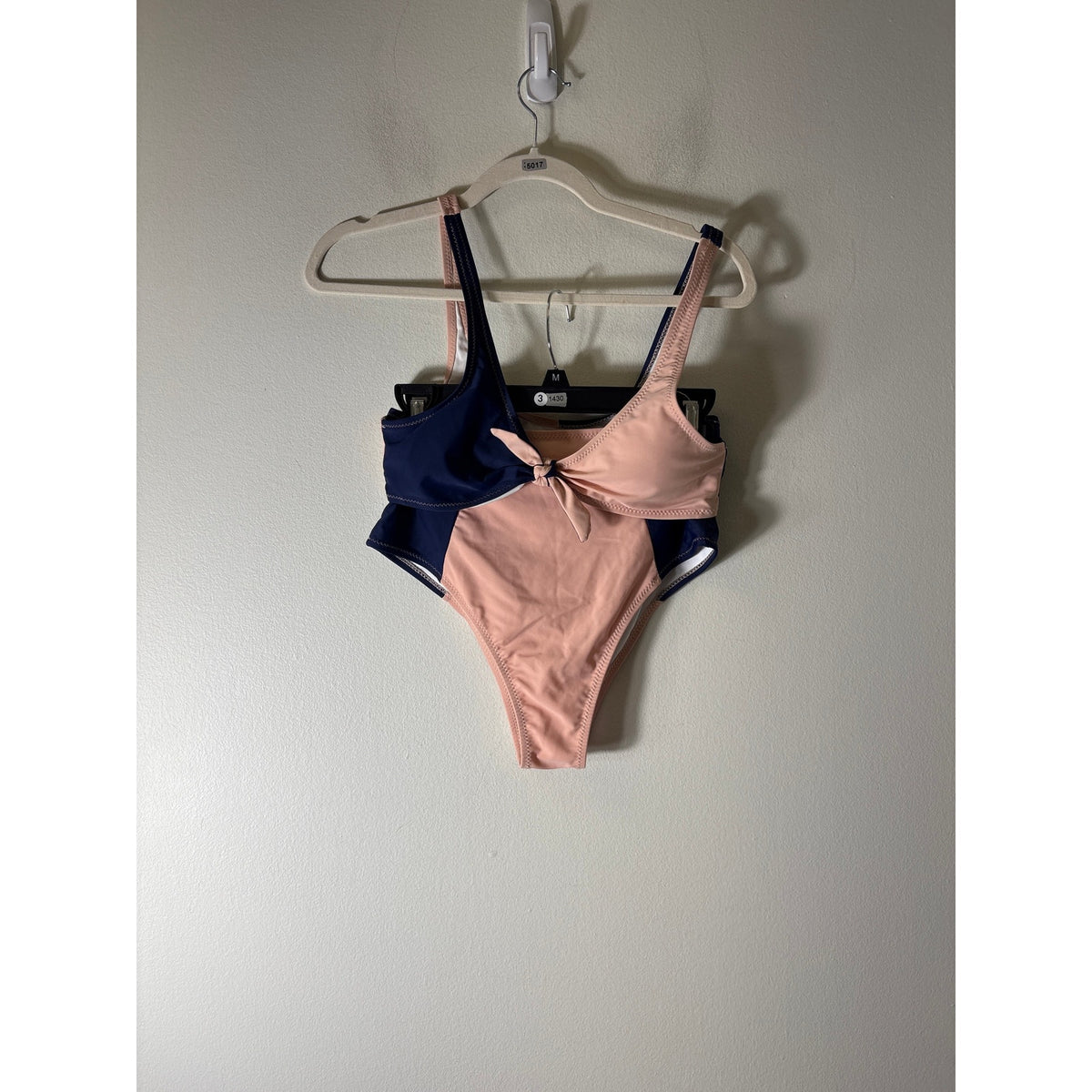 Cupshe Navy and Blush Two Picece Swim Suit Sz m