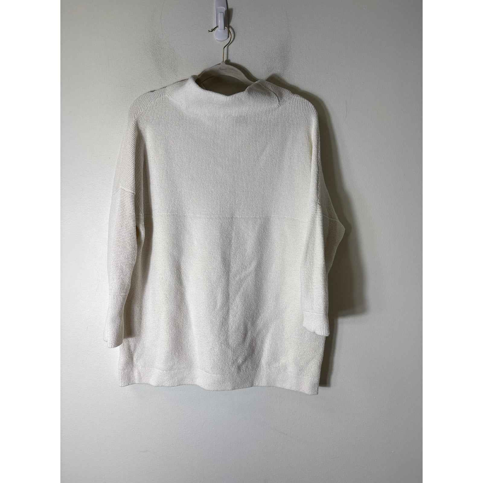 Free People Off White Long Sleeve Mock Neck Ribbed Sweater Sz S