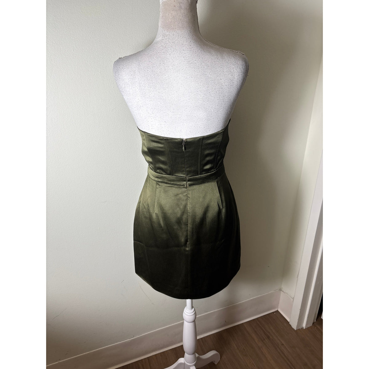 Retrofete Dark Green Strapless Mini Dress Sz S