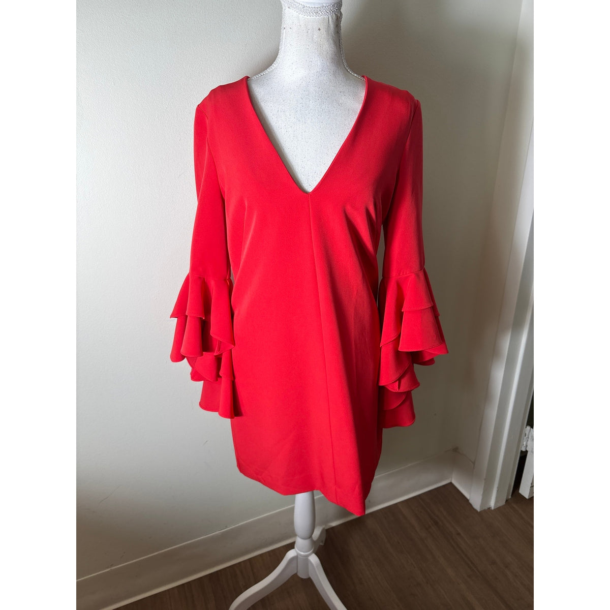 Milly Red Ruffle Sleeve Mini Dress Sz 4