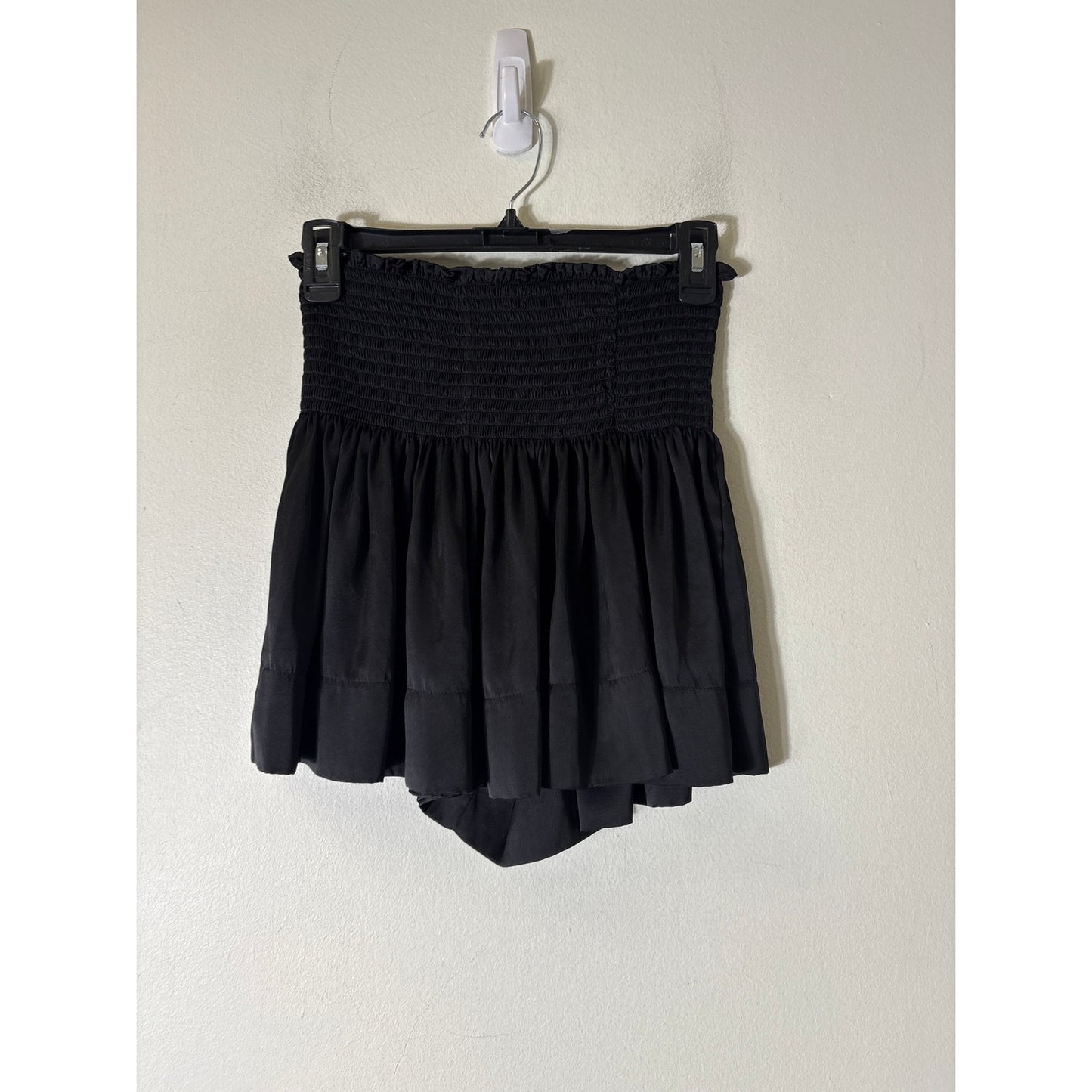 Koch Black Satin High Waist Flowy Shorts Sz S