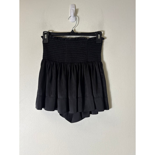 Koch Black Satin High Waist Flowy Shorts Sz S