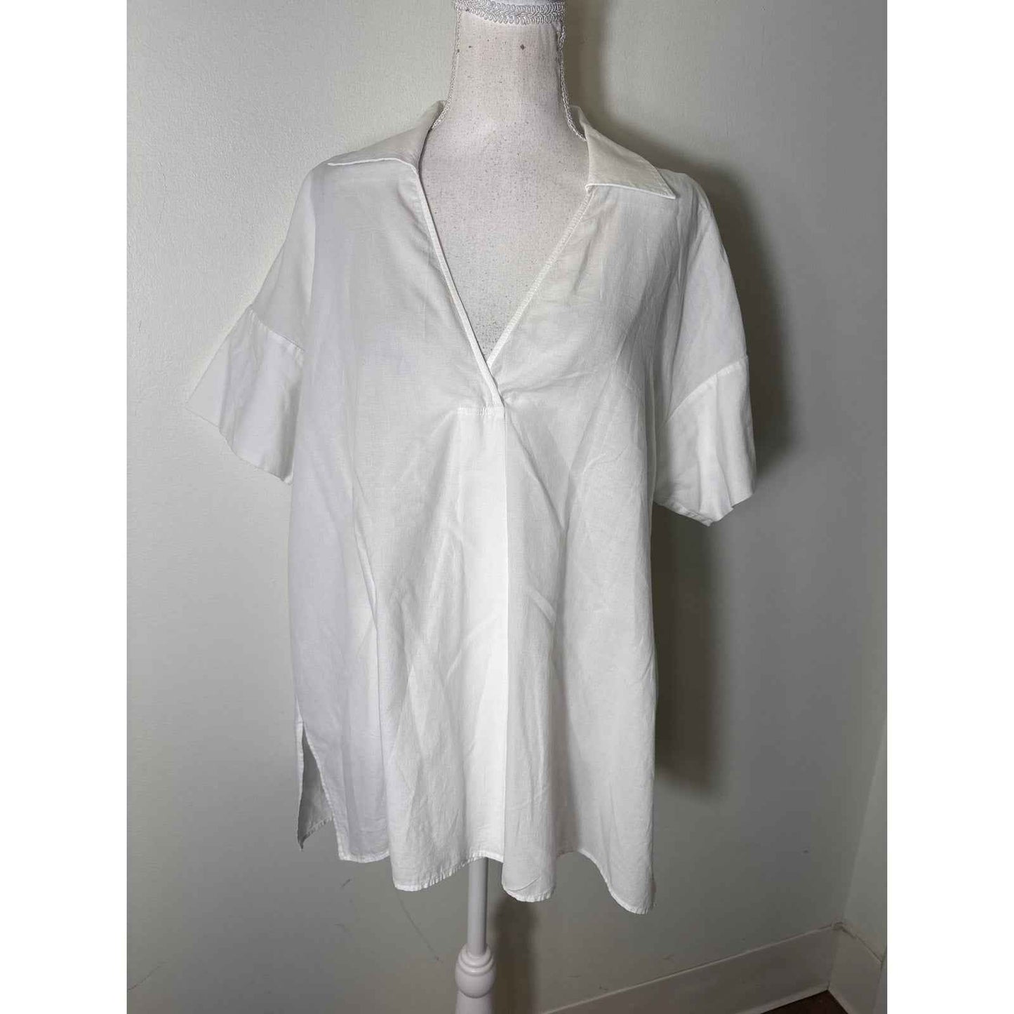 COS V Neck Short Sleeve Oversized Shirt Sz M