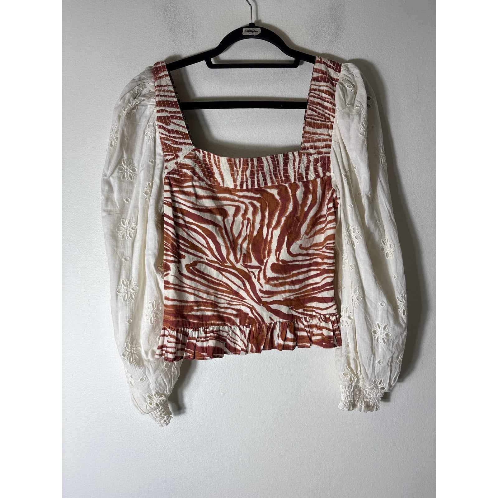 Love the Label Off White Mixed Medi Long Sleeve Top Sz S