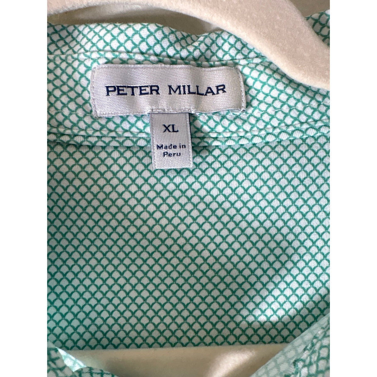 Peter Millar Green and White Short Sleeve Polo Style Shirt Sz XL