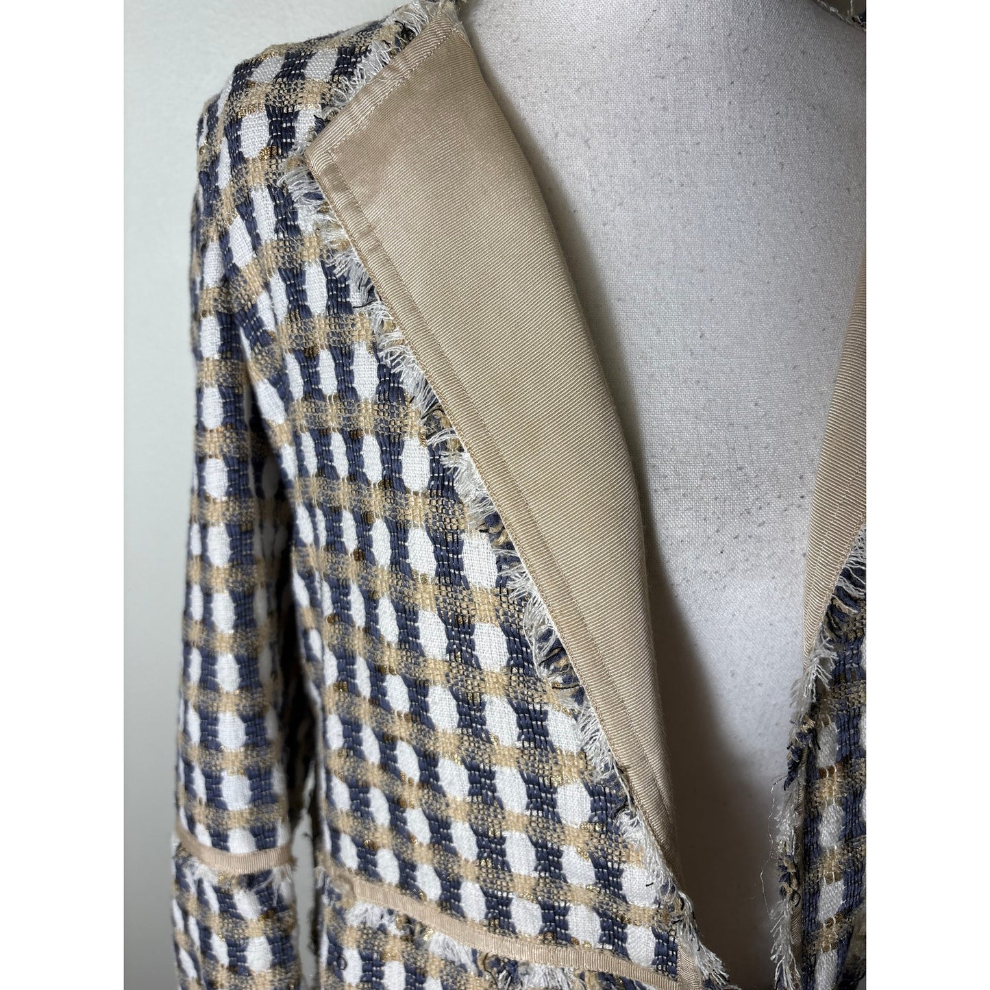 Lafayette 148 Gold and Blue Long Sleeve Jacket Sz M