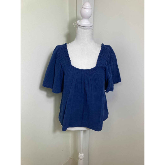 Xirena Navy Gauze Square Neck Top Sz M