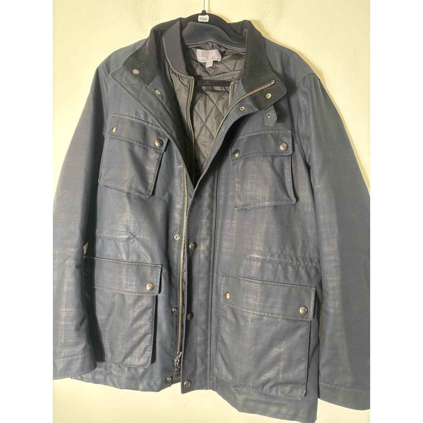 Men's Vince Double Layer Black Zip Up Cargo Jacket Sz L