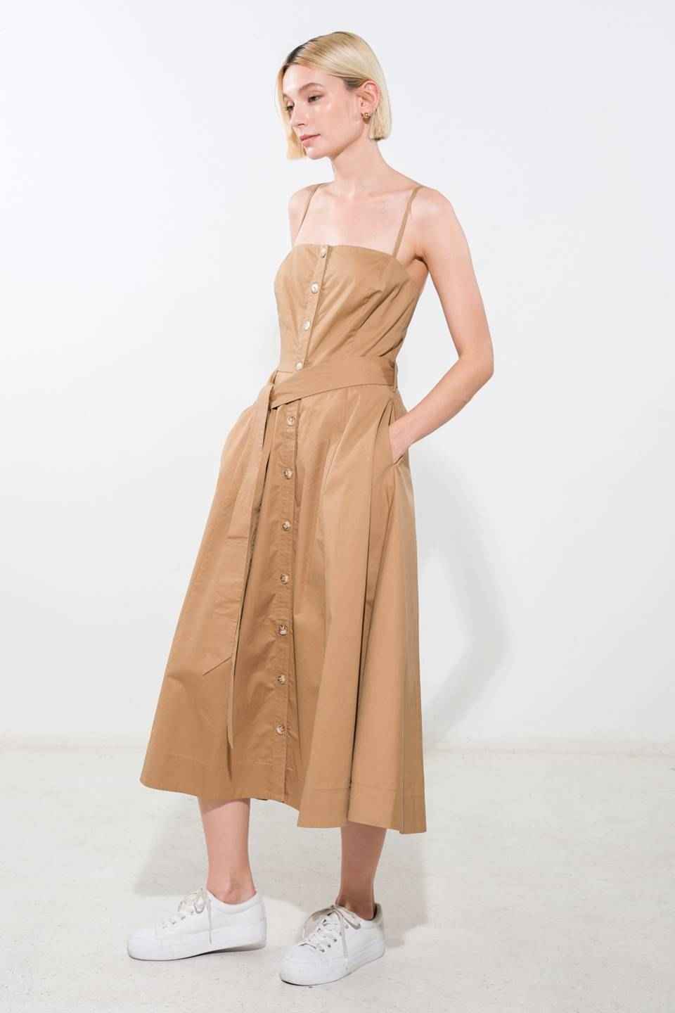 PROOF OF PERFECTION WOVEN MIDI DRESS