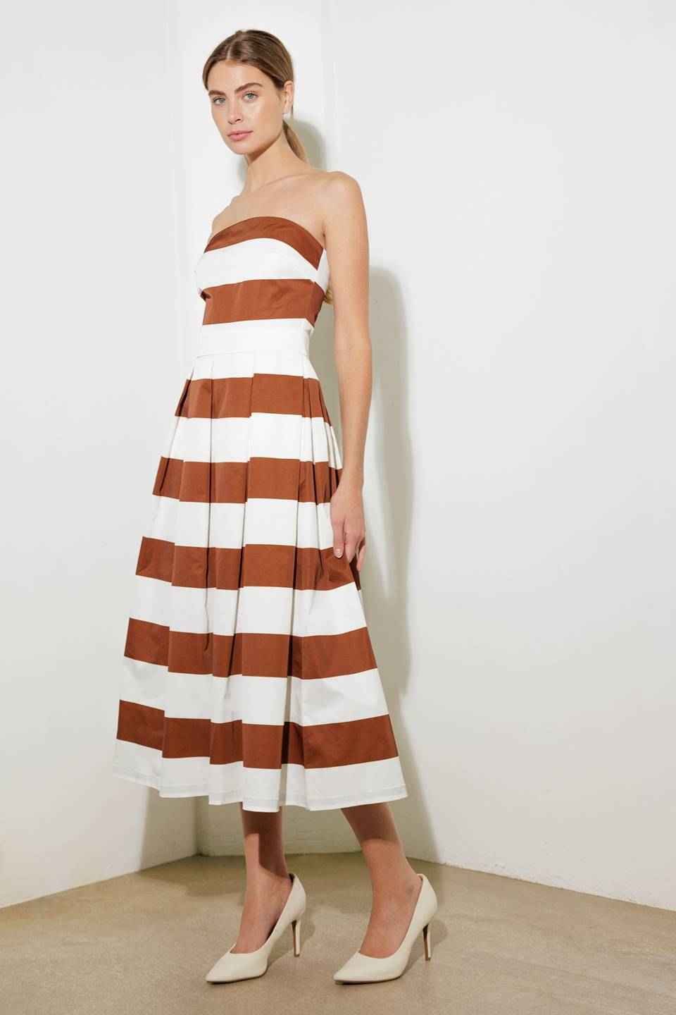 EVERYDAY HUSTLE RUST WOVEN MIDI DRESS