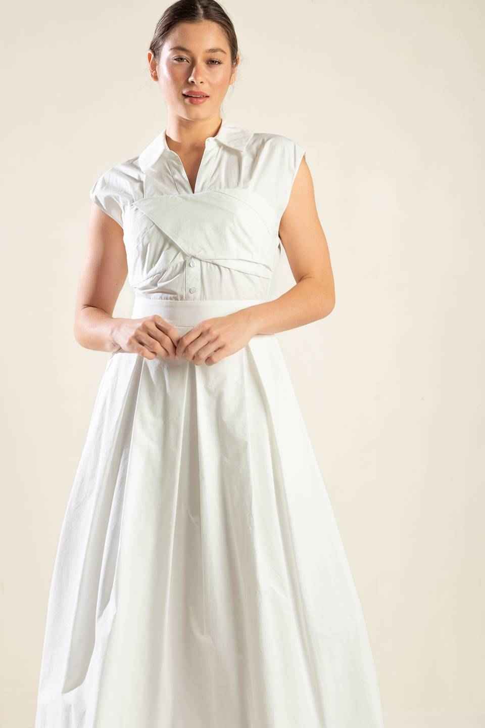 DREAMY IMPRESSION WOVEN MIDI DRESS