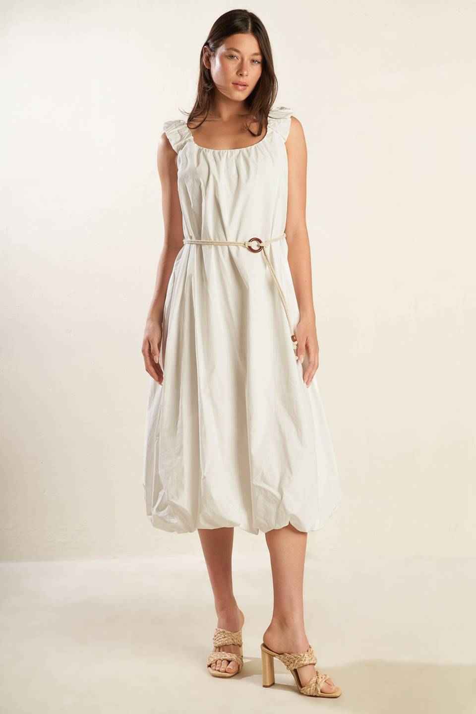 RIVERSIDE SIPS WOVEN MIDI DRESS