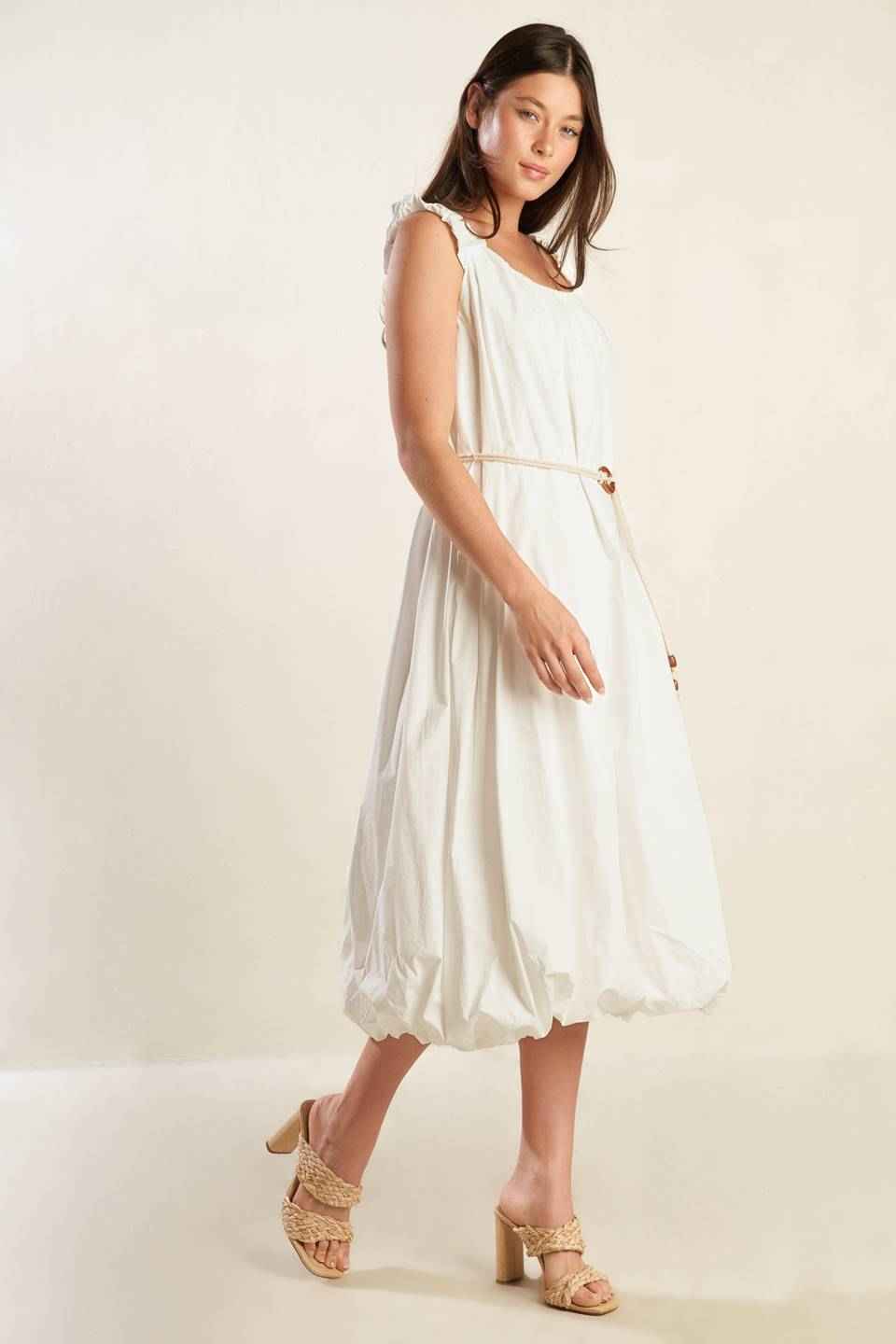 RIVERSIDE SIPS WOVEN MIDI DRESS