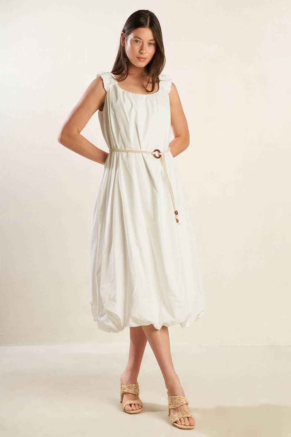 RIVERSIDE SIPS WOVEN MIDI DRESS