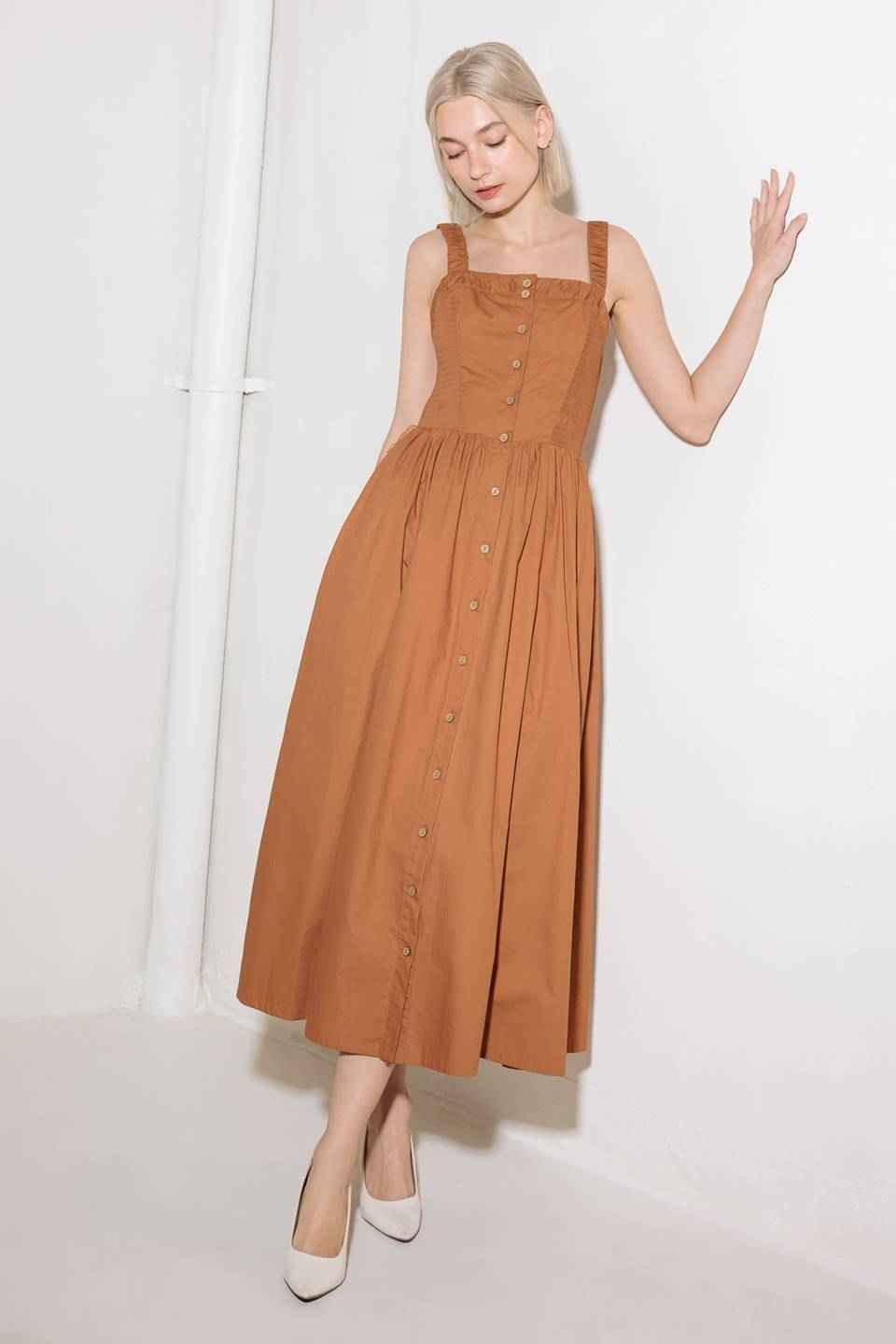 SOAK IN THE SUNSET WOVEN MIDI DRESS