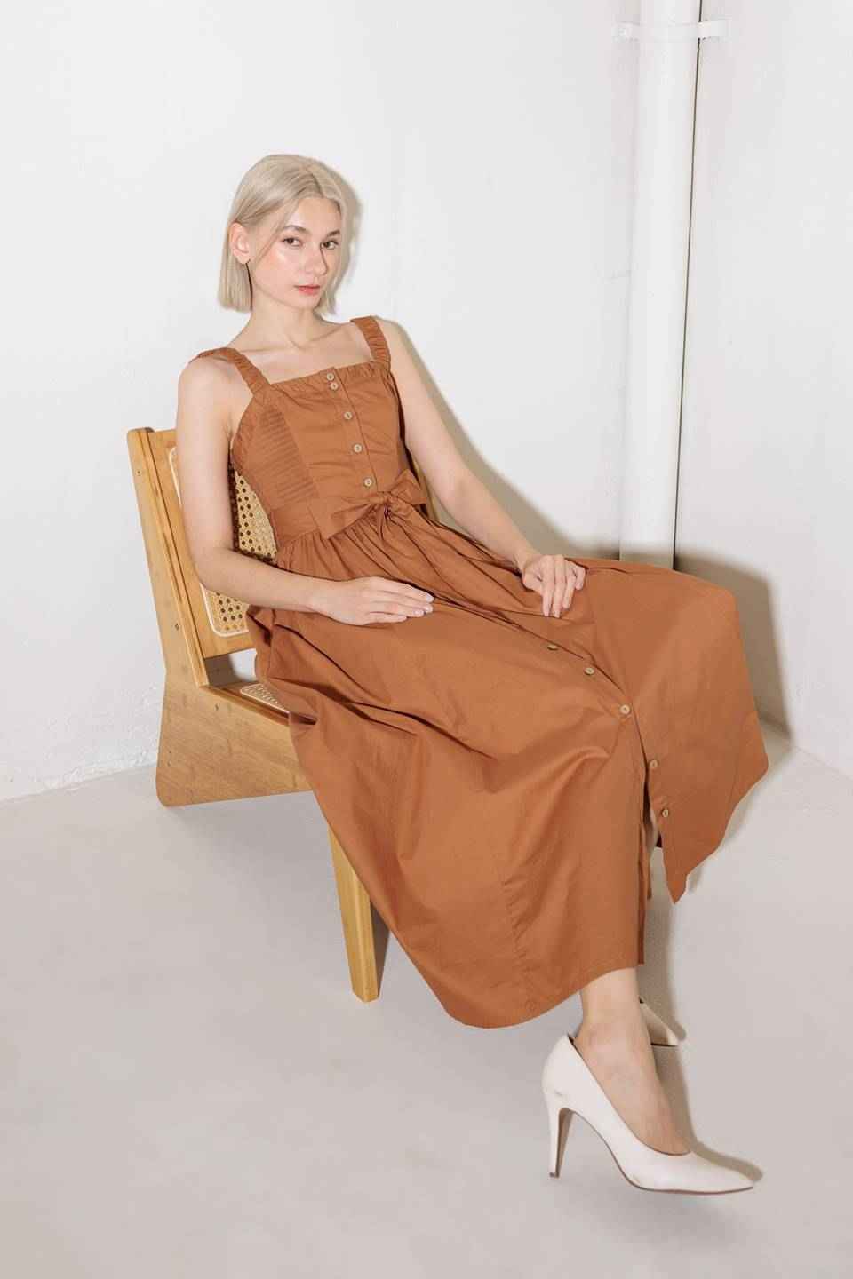 SOAK IN THE SUNSET WOVEN MIDI DRESS