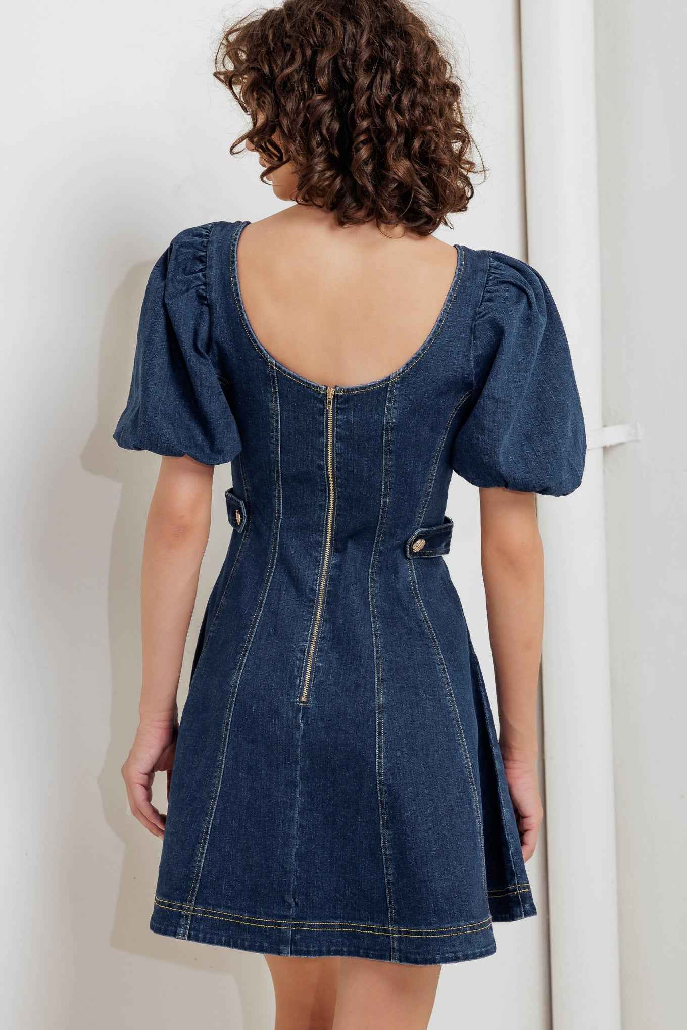 PUFF & PLAY DENIM MINI DRESS