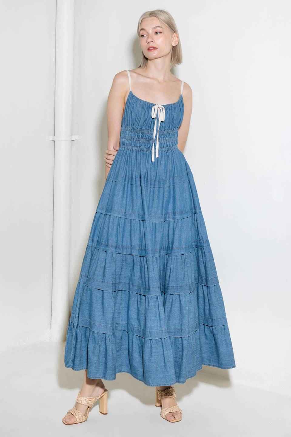 ETERNAL DESIRE DENIM MIDI DRESS