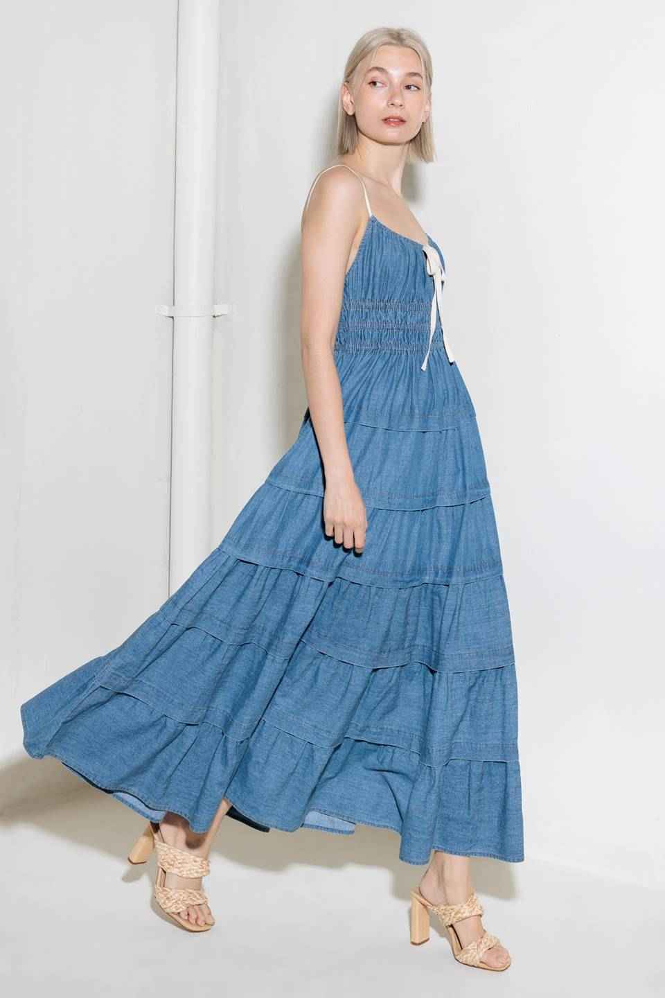 ETERNAL DESIRE DENIM MIDI DRESS