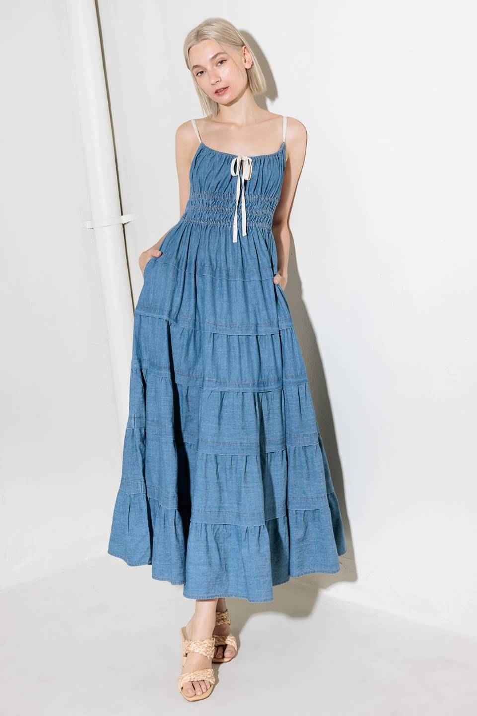 ETERNAL DESIRE DENIM MIDI DRESS