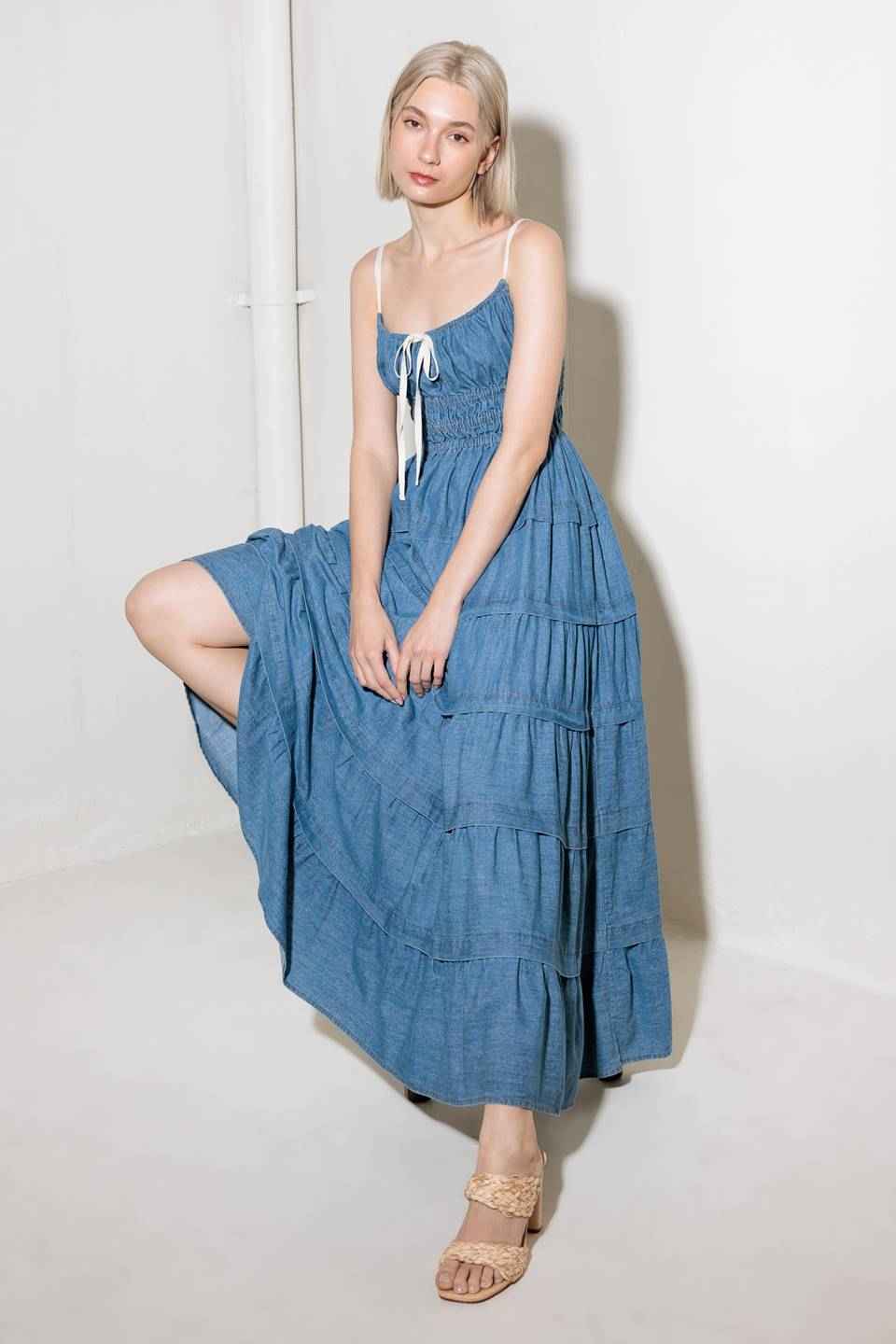 ETERNAL DESIRE DENIM MIDI DRESS