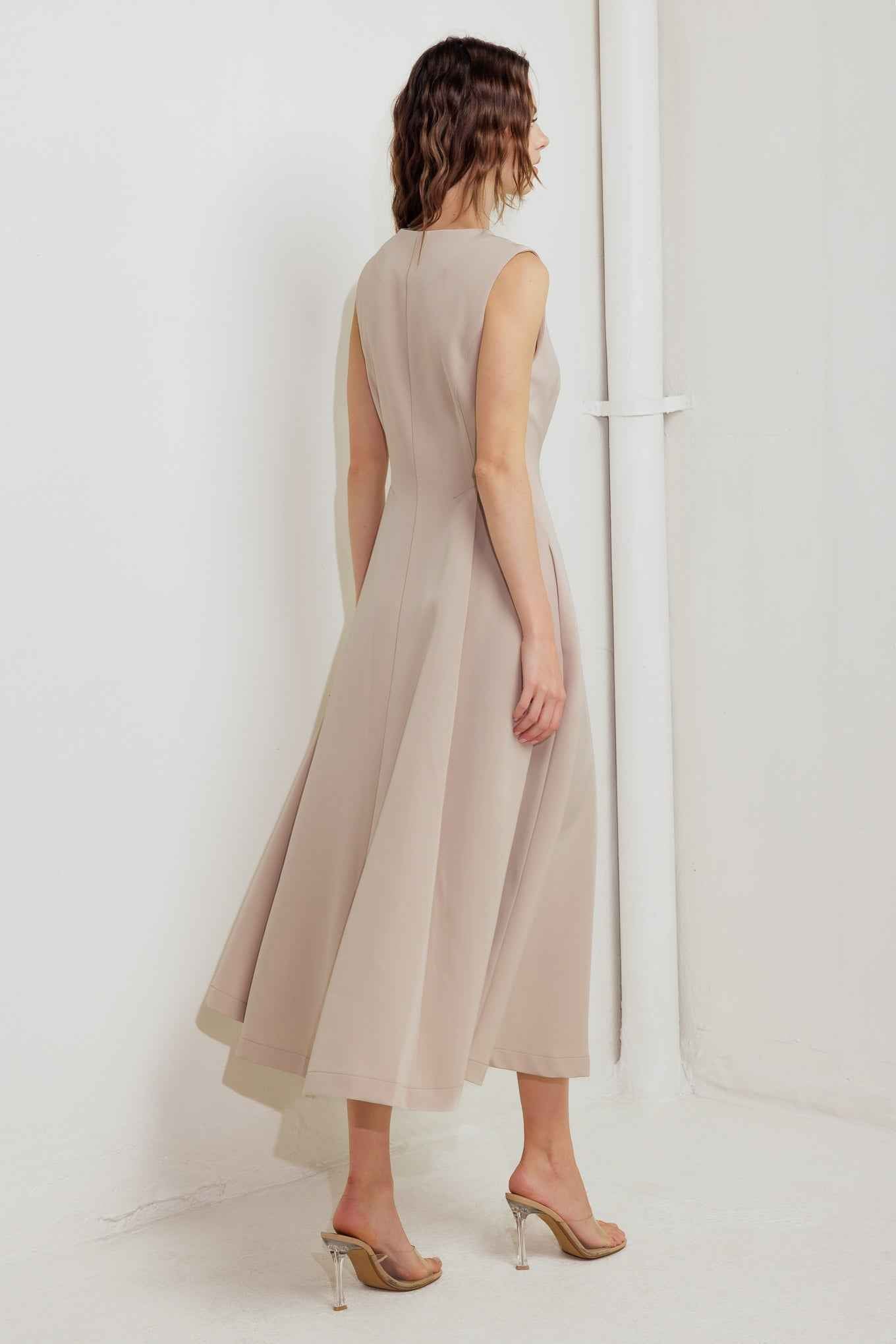 ZIP & FLOW WOVEN MIDI DRESS