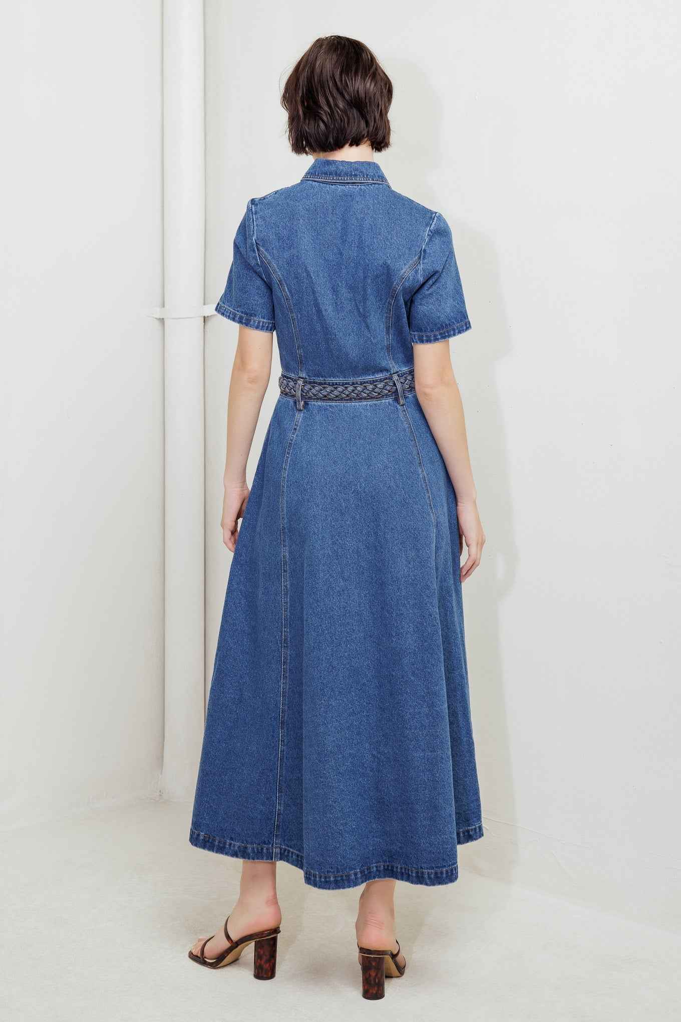 HIDDEN SMILE DENIM MIDI RESS
