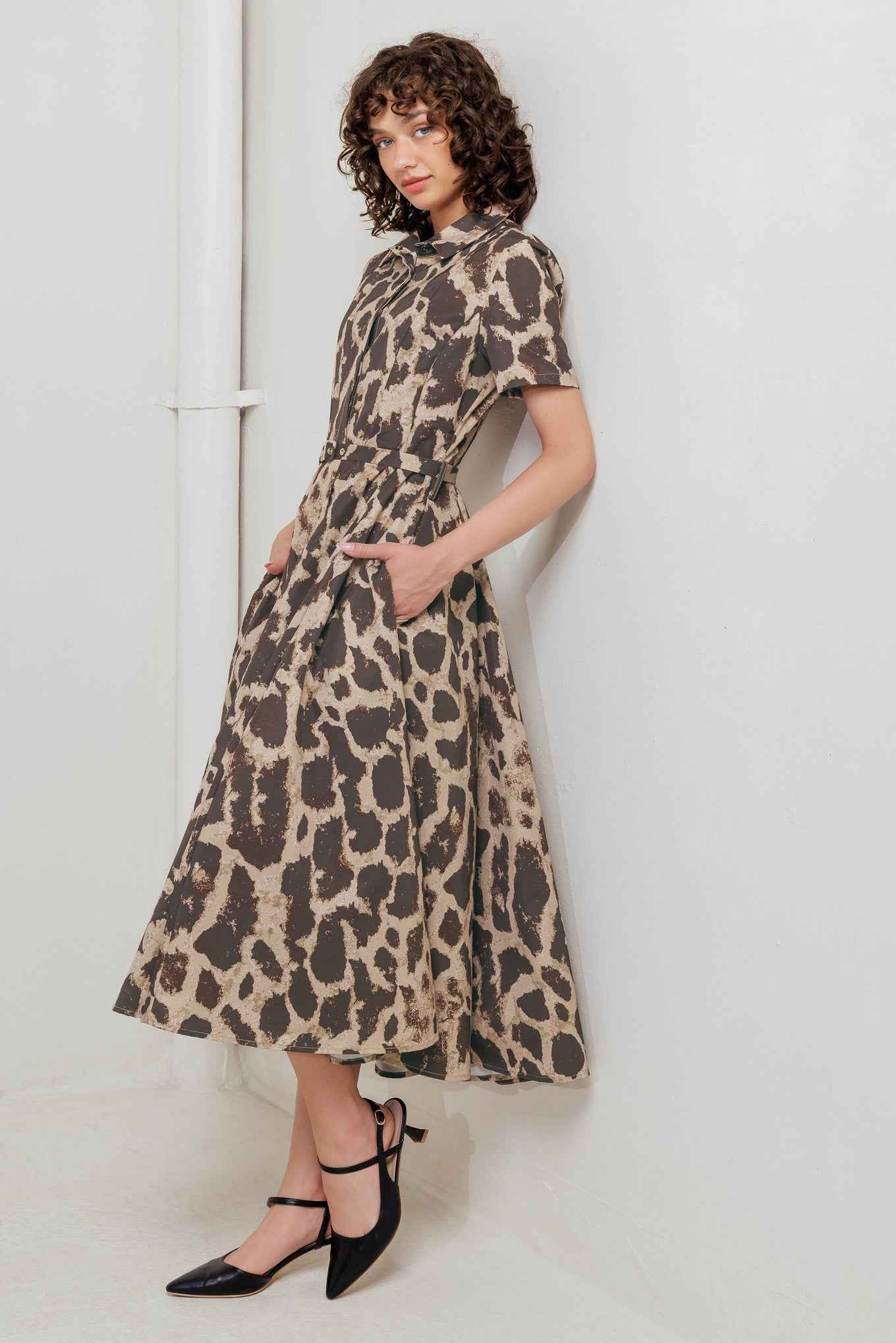 TAME GIRAFFE WOVEN MIDI DRESS