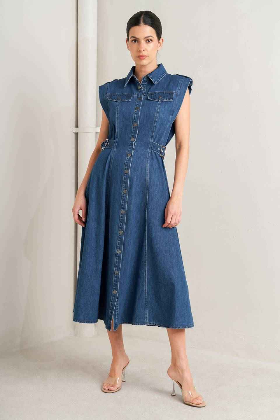ICON VINTAGE DENIM MIDI DRESS