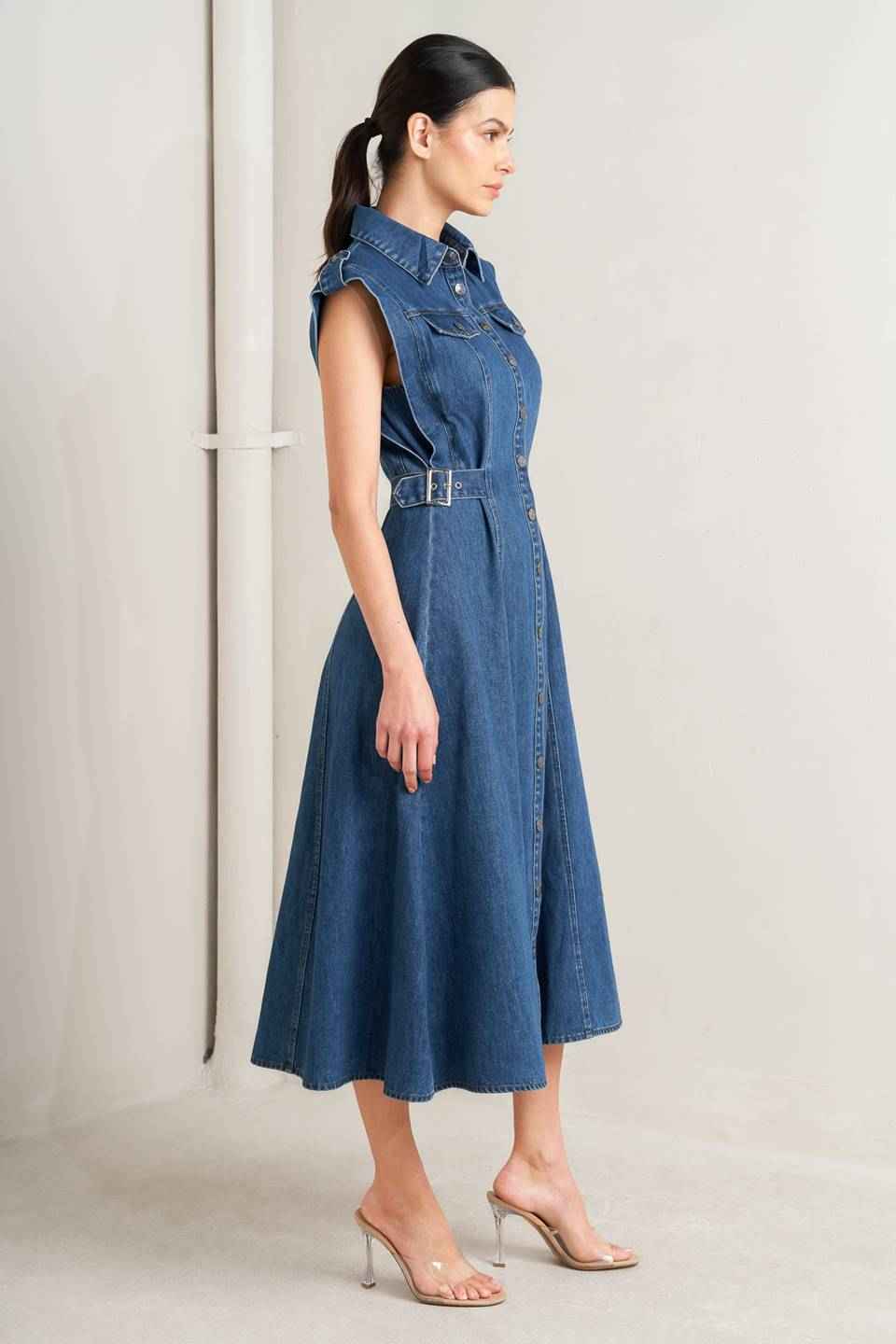 ICON VINTAGE DENIM MIDI DRESS