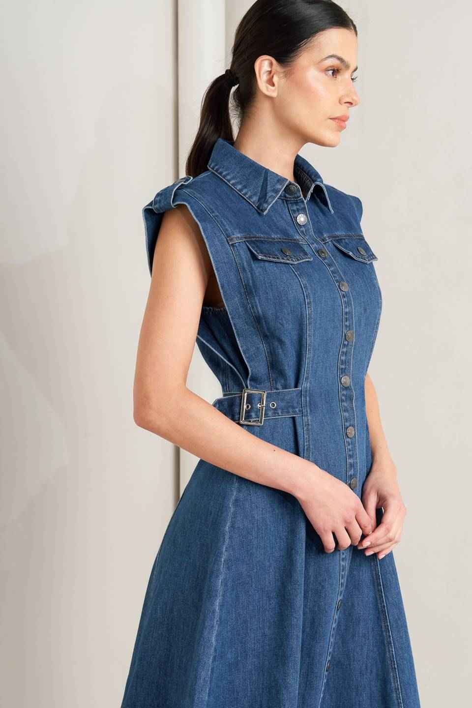 ICON VINTAGE DENIM MIDI DRESS