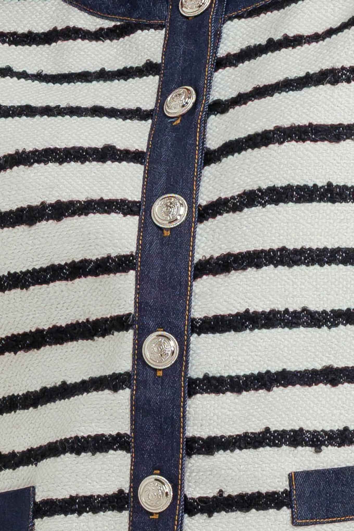 BONJOUR STRIPE WOVEN CROP JACKET