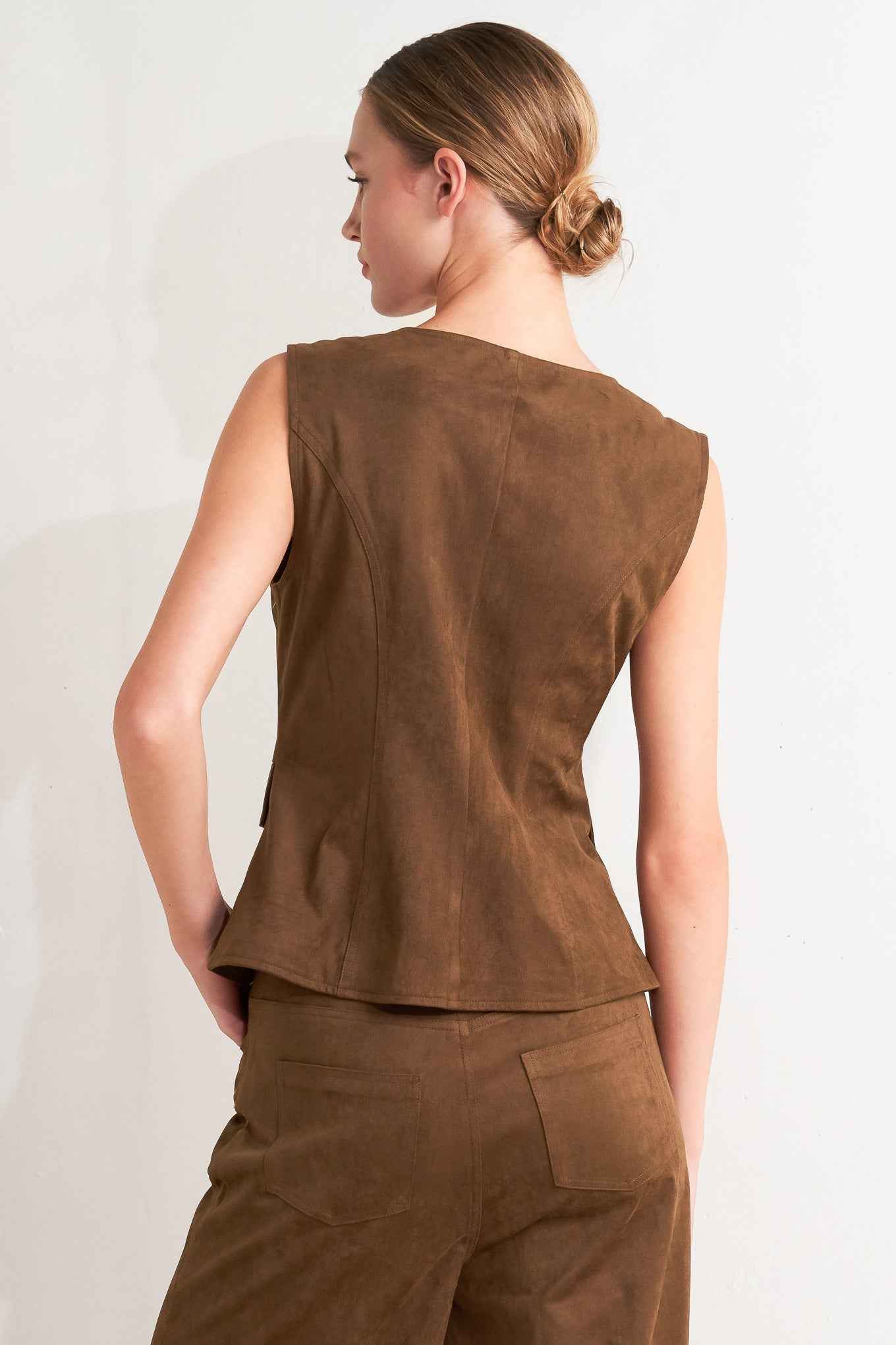 BROWN SUGAR FAUX SUEDE VEST