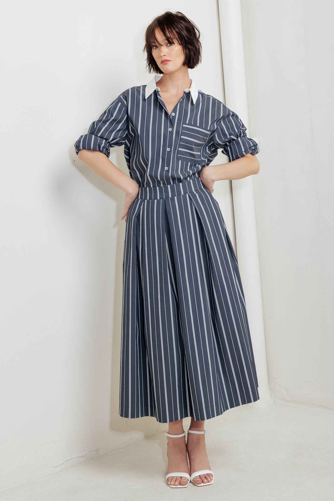 BEHIND THE GRIN WOVEN MIDI SKIRT