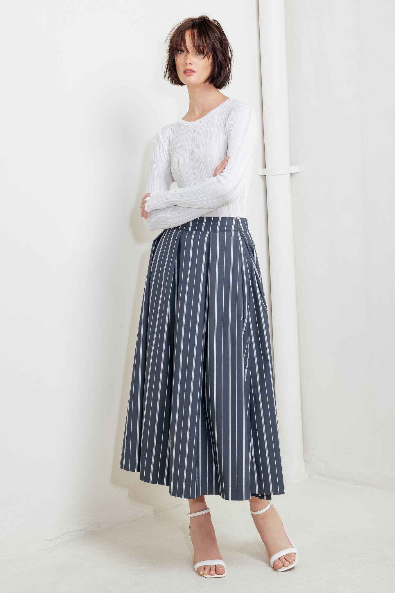 BEHIND THE GRIN WOVEN MIDI SKIRT