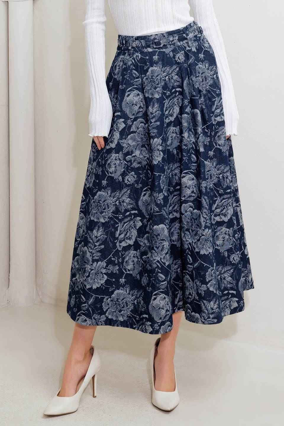 URBAN MUSE JACQUARD DENIM SKIRT