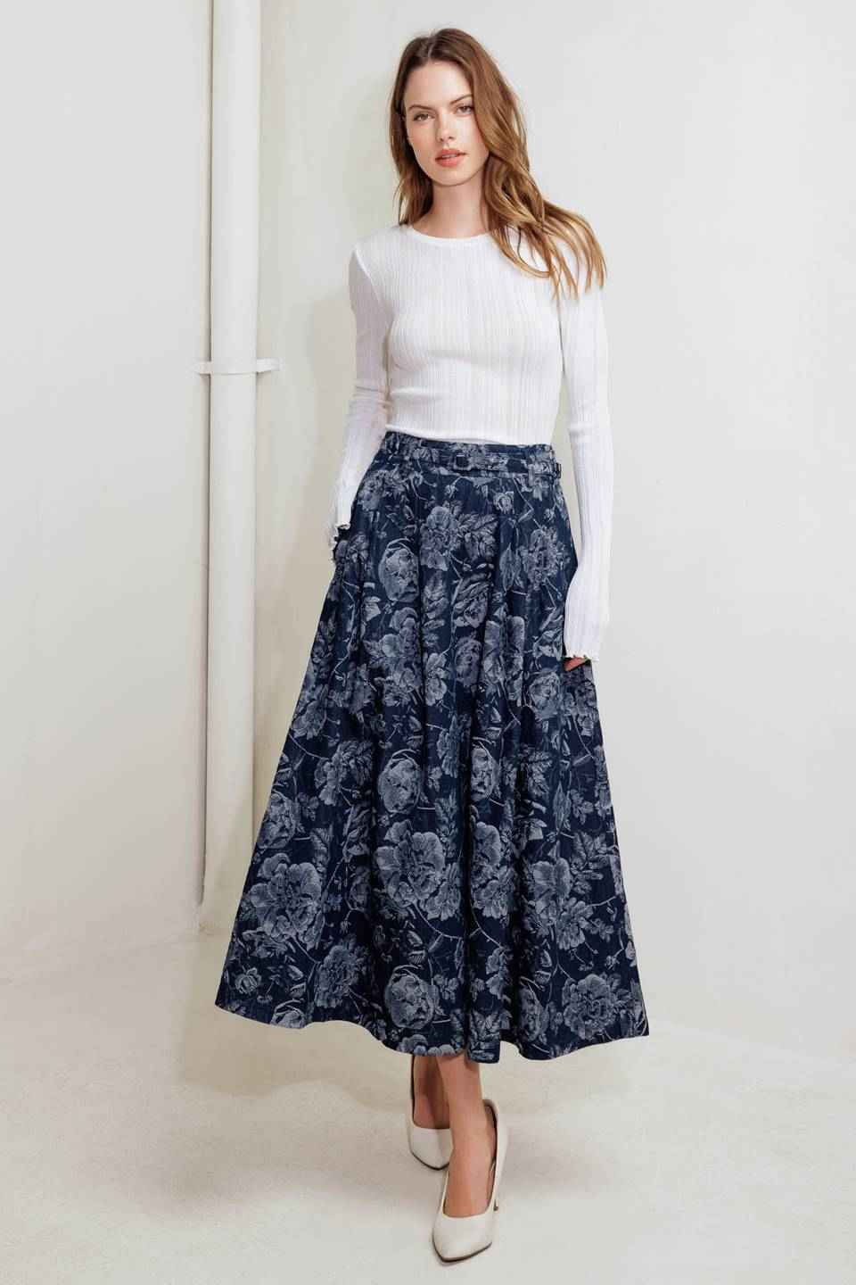 URBAN MUSE JACQUARD DENIM SKIRT