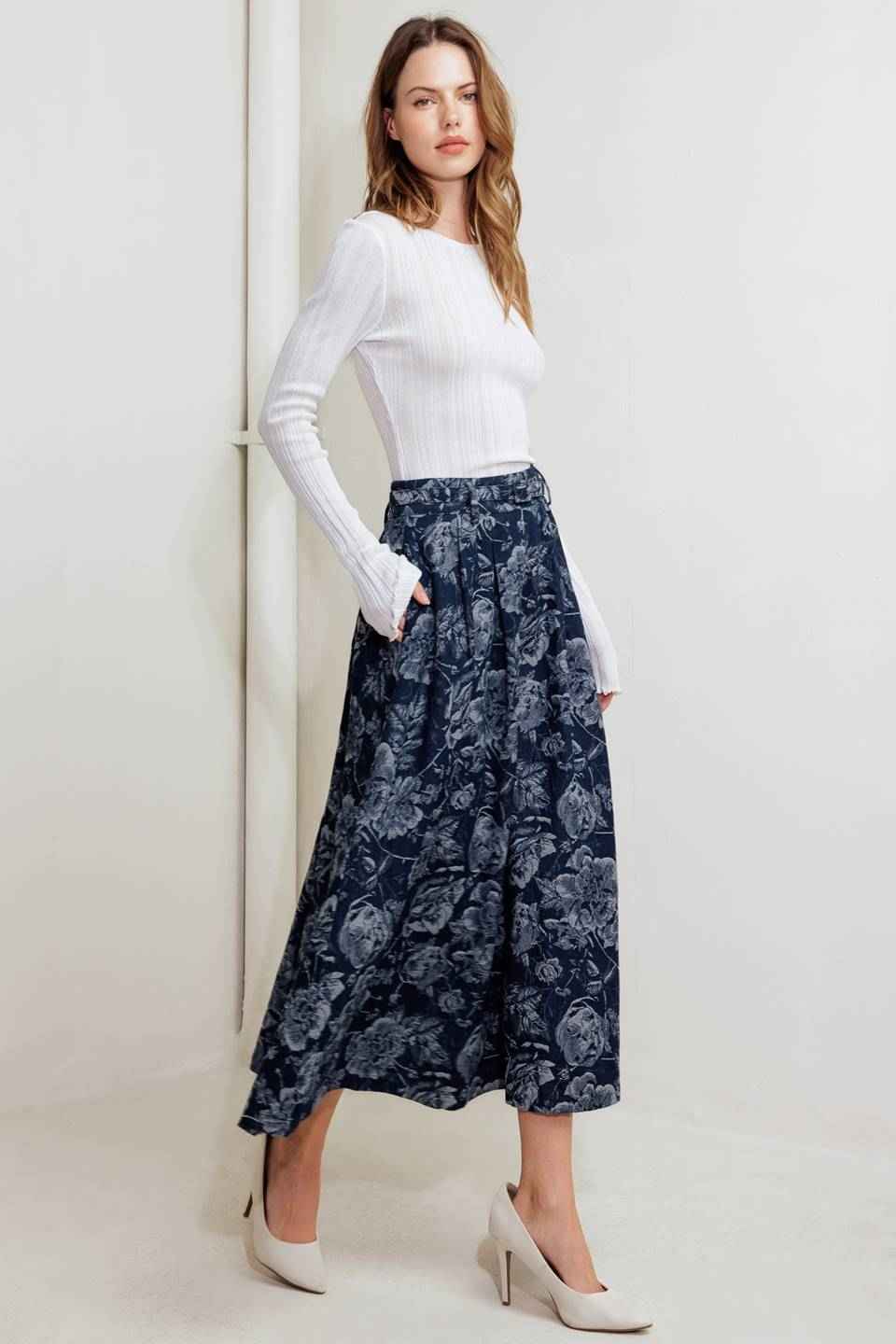 URBAN MUSE JACQUARD DENIM SKIRT