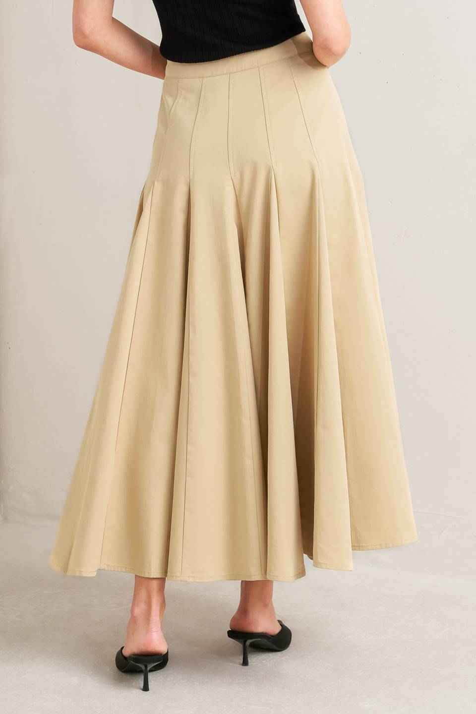 PALE FRAME WOVEN TAUPE CIRCLE SKIRT