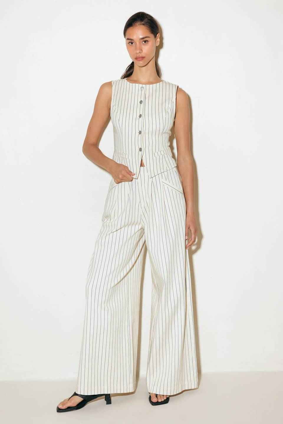 COFFEE RUN STRIPED WOVEN PANTS
