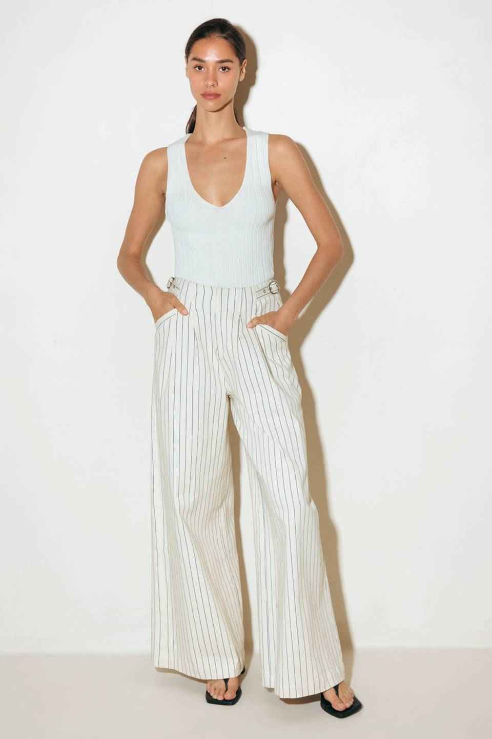 COFFEE RUN STRIPED WOVEN PANTS