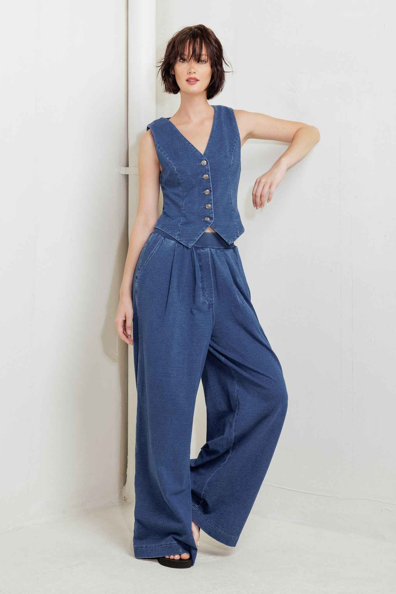 URBAN INDIGO FRENCH TERRY DENIM PANTS